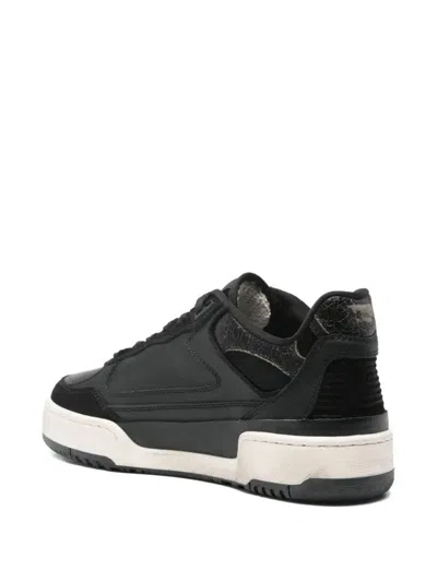 Golden Goose Low Top Leather Sneakers With Contrast Sole In Black
