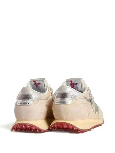 Golden Goose Marathon Sneakers With Beige Nylon Upper And Gray Star Shoes In Sand
