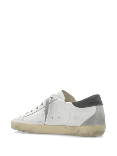 Golden Goose Super-star Leather Sneakers With Suede Grey Leather And Leather Grey Heel Tab Shoes In White