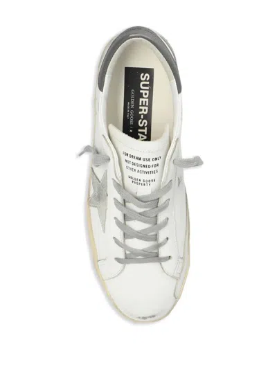 Golden Goose Super-star Leather Sneakers With Suede Grey Leather And Leather Grey Heel Tab Shoes In White