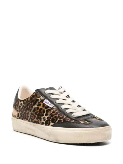 Golden Goose Soul Star Sneakers In Leopard-print Pony Skin With Black Nappa Leather Heel Tab And Ins In Brown