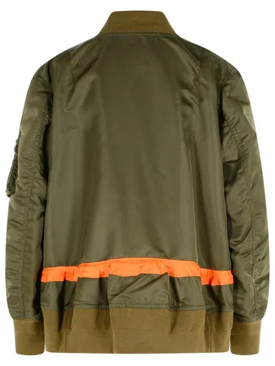 Sacai Stripe-detail Zip-up Bomber Jacket In Animal Print