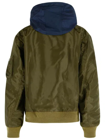 Sacai Khaki Nylon Bomber Jacket In Green