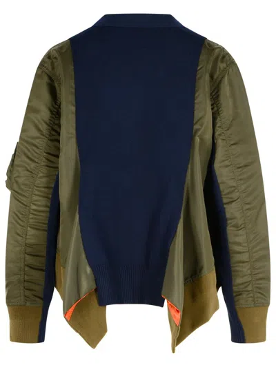 Sacai Green Cotton Blend Jacket In Multi