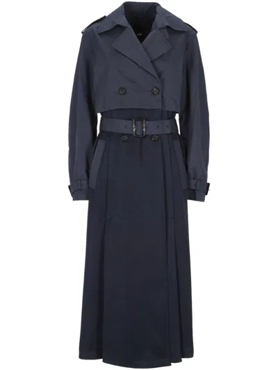 Add Panelled Trench Coat In Blue