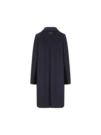 Prada Coat With Button Detailing And Side Pockets In Blue