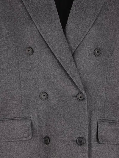 Prada Back Slit Wool Blend Coat In Gray