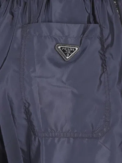 Prada Relaxed-fit Blue Trousers With Elastic Waistband In Blue