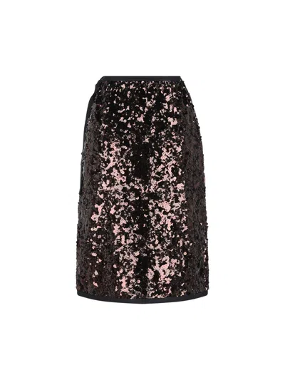 Prada Plum-coloured Sequined Skirt Women In Brown