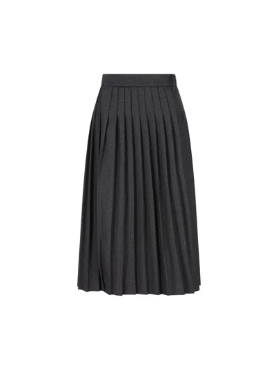 Prada Pleated Midi Skirt In Animal Print
