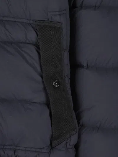 Stone Island Hooded Down Jacket With Seamless Feather Tunnels And Anti-drop In Blue