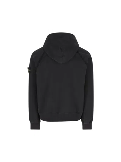 Stone Island Oversized Hoodie With Raglan Sleeves In Black