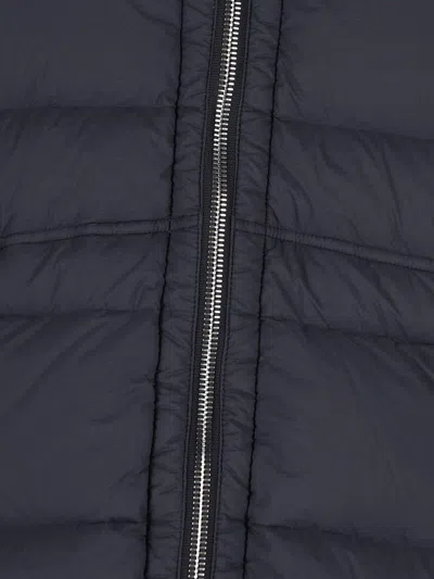 Stone Island Hooded Down Jacket With Seamless Feather Tunnels And Anti-drop In Blue