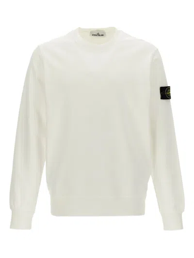 Stone Island Raw Beauty Cotton Sweatshirt In White