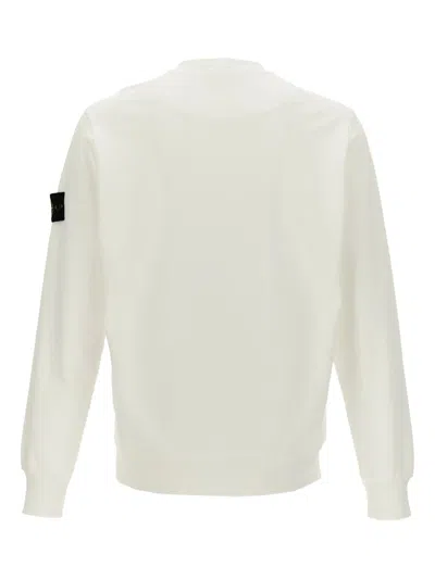 Stone Island Raw Beauty Cotton Sweatshirt In White