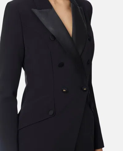 Elisabetta Franchi Satin-lapel Double-breasted Mini Dress In Black