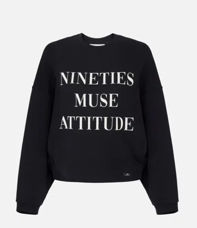Elisabetta Franchi Sweatshirt With Lettering Print In Black