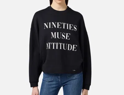 Elisabetta Franchi Sweatshirt With Lettering Print In Black