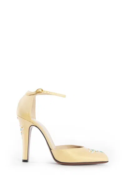 Valentino Hi Dolly Daisy Embroidered Satin Pumps In Gold