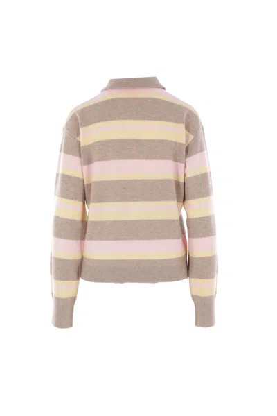 Guest In Residence Collegiate Stripe Polo Taupe Combo In Multi