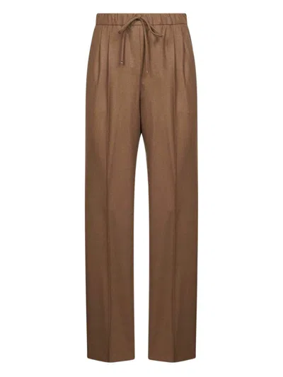 Max Mara Tobacco Stretch Cashmere Gatti Drawstring Trousers In Brown