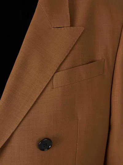 Ami Alexandre Mattiussi Ami Double-breasted Light Wool Twill Blazer In Brown