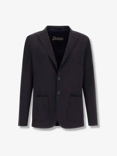 Herno Technical Stretch Seersucker Blazer In Blue