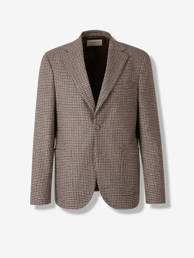Officine Generale Virgin-wool Single-breasted Blazer In Brown