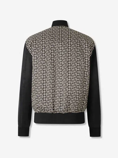 Balmain Monogrammed Varsity Jacket With Patches In Multi