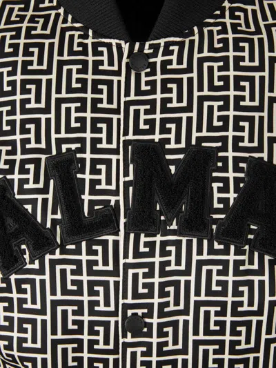 Balmain Monogrammed Varsity Jacket With Patches In Multi