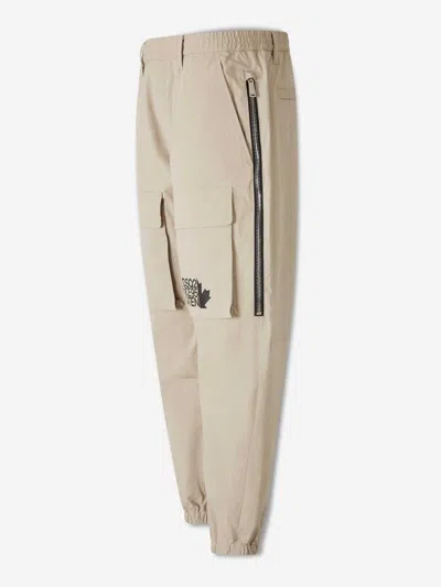 Dsquared2 Logo Printed Tapered-leg Trousers In Neutral