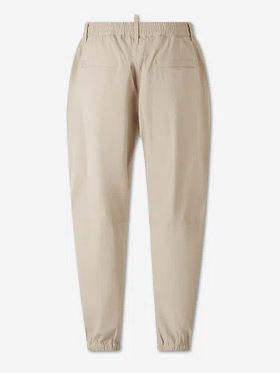 Dsquared2 Logo Printed Tapered-leg Trousers In Neutral