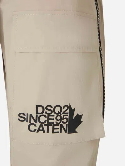 Dsquared2 Logo Printed Tapered-leg Trousers In Neutral
