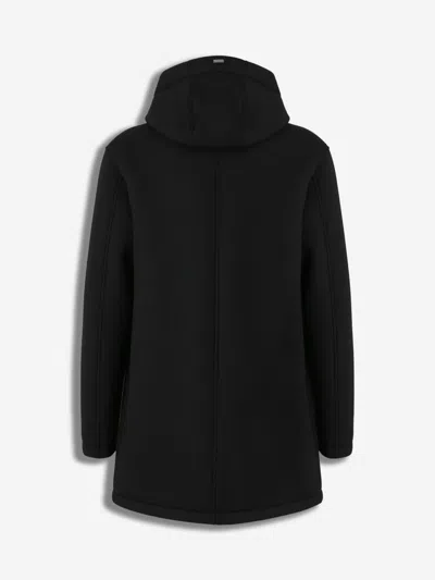 Herno Long Scuba Jacket With Hood And Side Zip Pockets In Black
