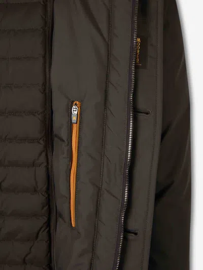 Moorer Long Sleeve Hooded Padded Jacket With Pockets In Brown
