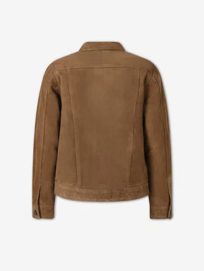 Officine Generale Button-fastening Suede Jacket In Brown