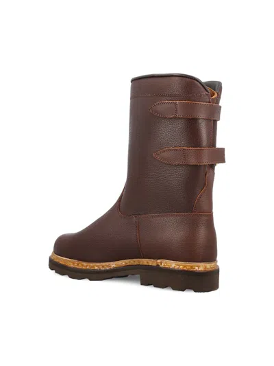 Paraboot Sanglier Double-buckle Leather Boots In Brown