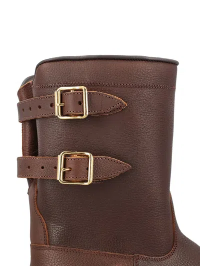 Paraboot Sanglier Double-buckle Leather Boots In Brown