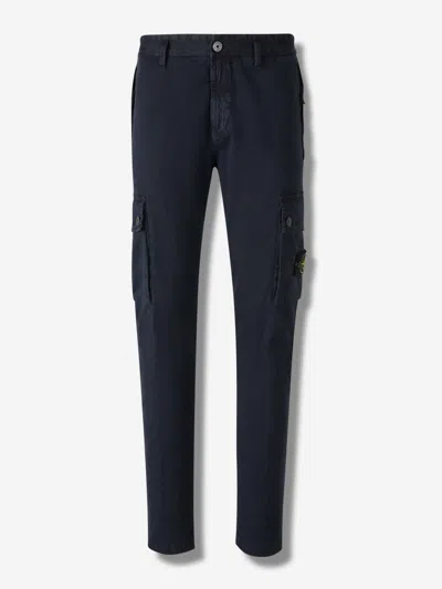 Stone Island Cotton Trousers With Logo In Blue