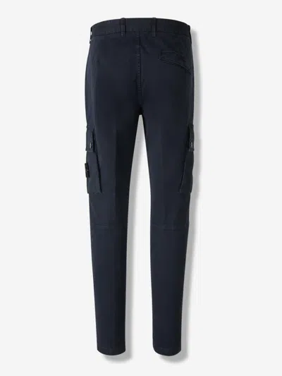 Stone Island Cotton Trousers With Logo In Blue