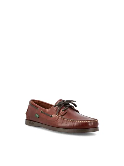 Paraboot Leather Lace-up Boat Shoes In Brown