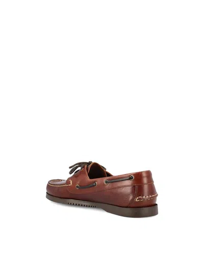 Paraboot Leather Lace-up Boat Shoes In Brown