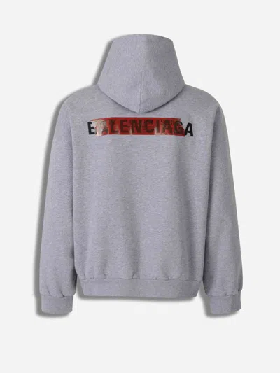 Balenciaga Light Grey Cotton Sweatshirt With Print In Gray