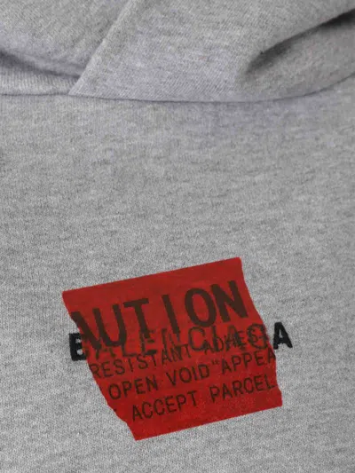 Balenciaga Light Grey Cotton Sweatshirt With Print In Gray