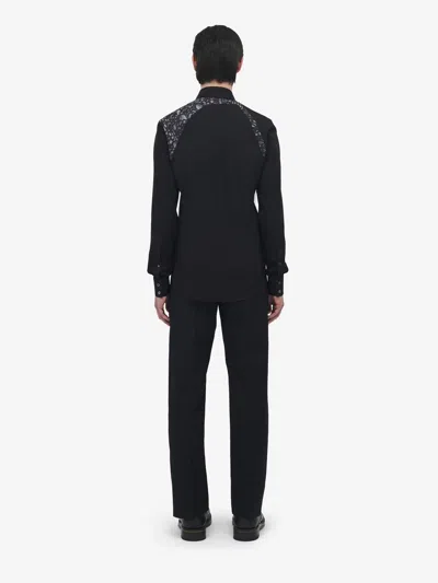 Alexander Mcqueen Feather Print Harness Shirt In Black