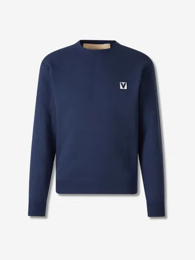 Valentino Cotton Crew Neck Sweatshirt In Blue