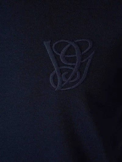 Valentino Wool Crew Neck Sweater In Blue