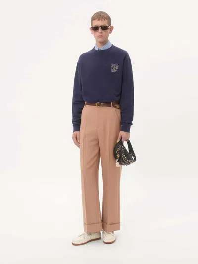 Valentino Cotton Sweatshirt With Vg Patch In Blue