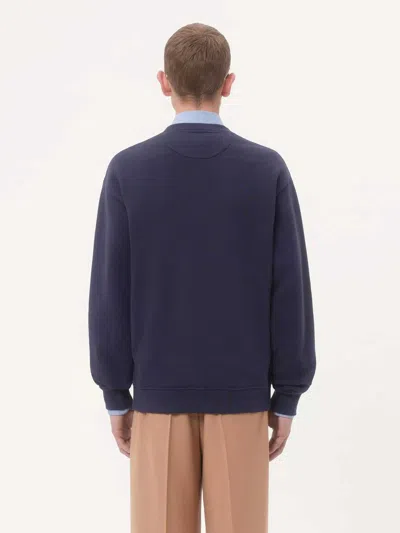 Valentino Cotton Sweatshirt With Vg Patch In Blue