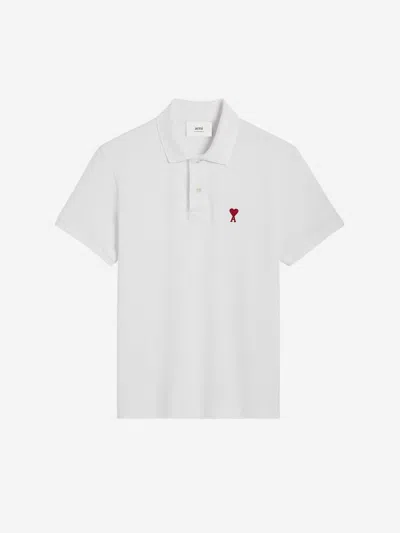 Ami Alexandre Mattiussi Organic Cotton Ami De Coeur Polo Shirt In White